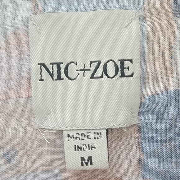 Nic+Zoe 100% cotton Abstract Print Button Front colorful Tunic Top Medium - Picture 2 of 10